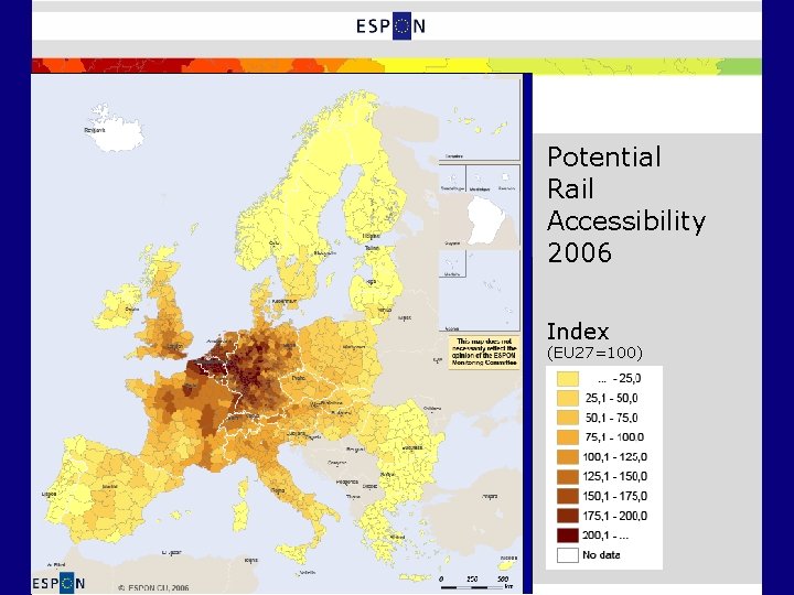 Potential Rail Accessibility 2006 Index (EU 27=100) 