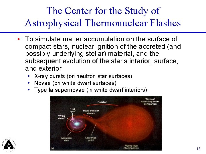 The Center for the Study of Astrophysical Thermonuclear Flashes • To simulate matter accumulation