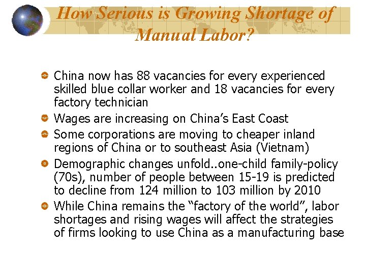 How Serious is Growing Shortage of Manual Labor? China now has 88 vacancies for