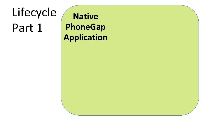 Lifecycle Part 1 Native Phone. Gap Application 