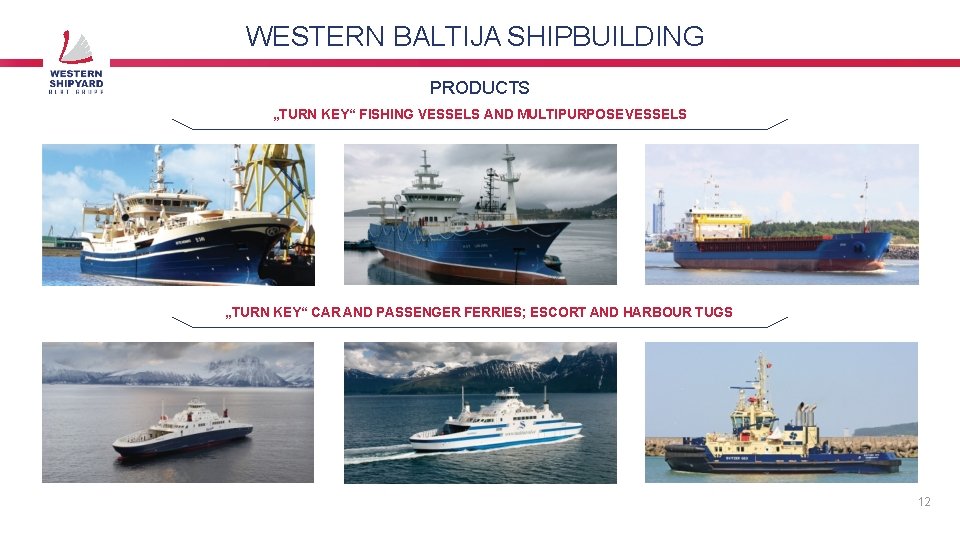 WESTERN BALTIJA SHIPBUILDING PRODUCTS „TURN KEY“ FISHING VESSELS AND MULTIPURPOSE VESSELS „TURN KEY“ CAR