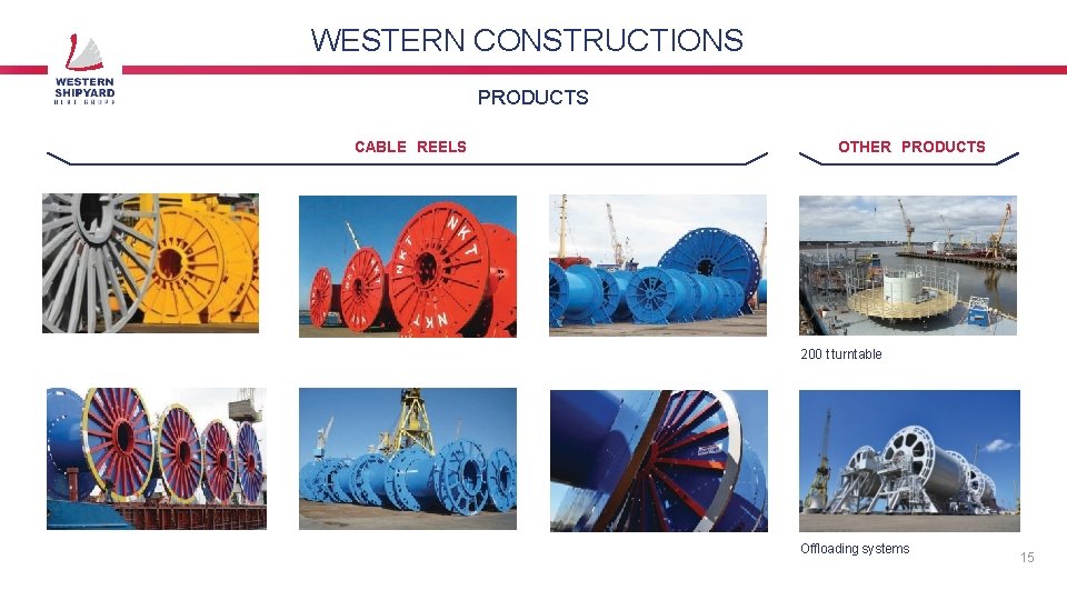 WESTERN CONSTRUCTIONS PRODUCTS CABLE REELS OTHER PRODUCTS 200 t turntable Offloading systems 15 