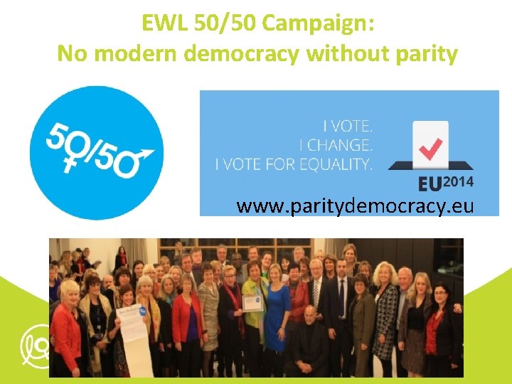 EWL 50/50 Campaign: No modern democracy without parity www. paritydemocracy. eu 