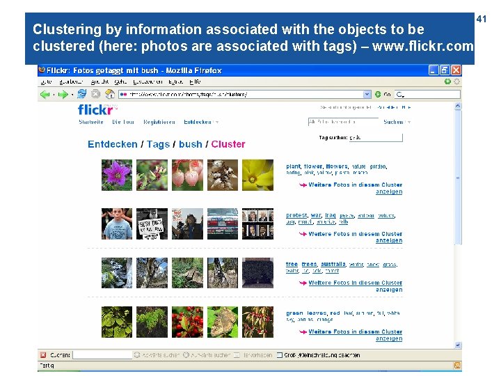 Clustering by information associated with the objects to be clustered (here: photos are associated