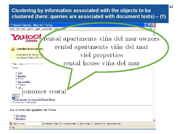 Clustering by information associated with the objects to be clustered (here: queries are associated