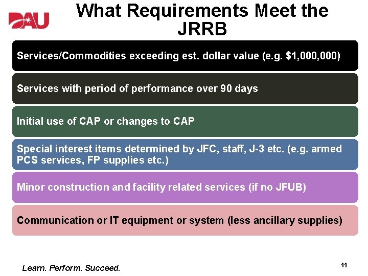 What Requirements Meet the JRRB Services/Commodities exceeding est. dollar value (e. g. $1, 000)