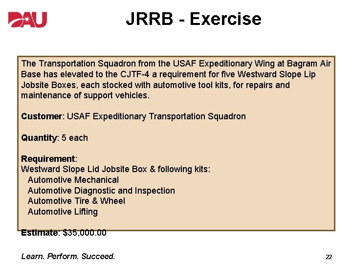 JRRB - Exercise The Transportation Squadron from the USAF Expeditionary Wing at Bagram Air