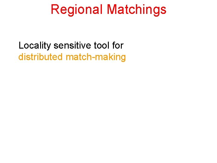 Regional Matchings Locality sensitive tool for distributed match-making 