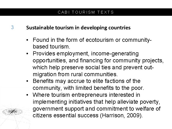CABI TOURISM TEXTS 3 Sustainable tourism in developing countries • Found in the form