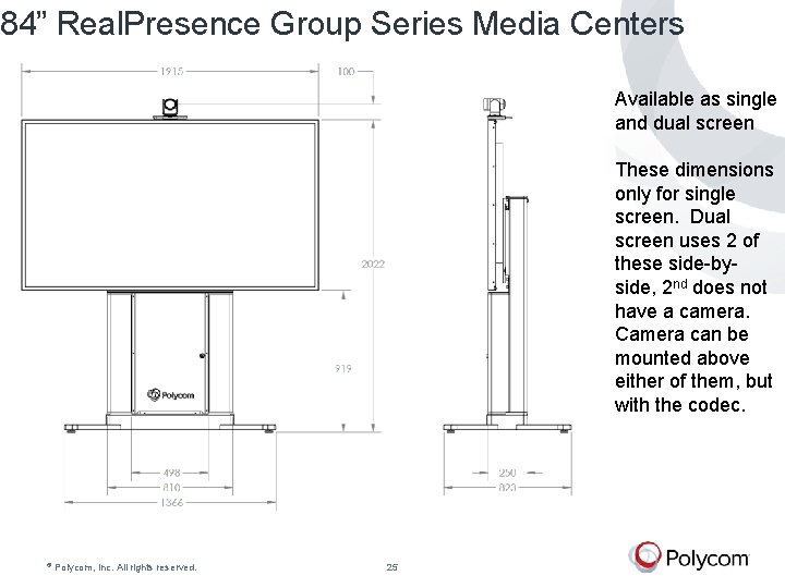 84” Real. Presence Group Series Media Centers Available as single and dual screen These