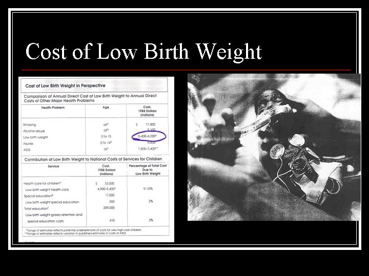 Cost of Low Birth Weight 