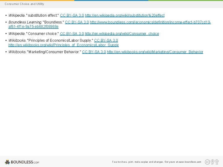Consumer Choice and Utility • Wikipedia. "substitution effect. " CC BY-SA 3. 0 http:
