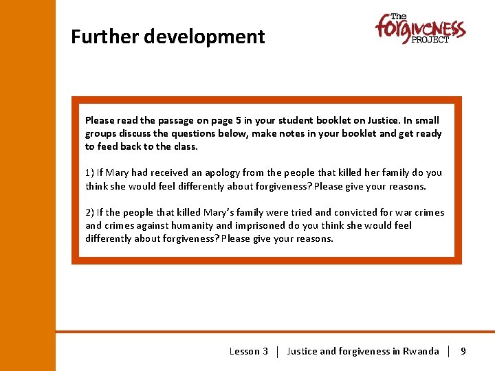 Further development Please read the passage on page 5 in your student booklet on