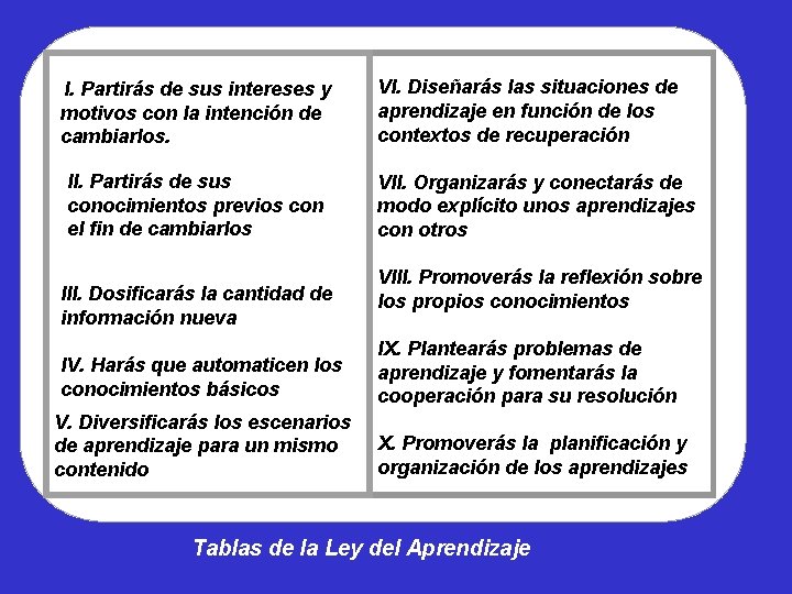  I. Partirás de sus intereses y motivos con la intención de cambiarlos. II.