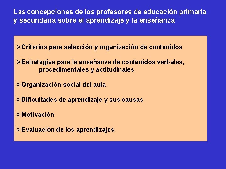 Las concepciones de los profesores de educación primaria y secundaria sobre el aprendizaje y