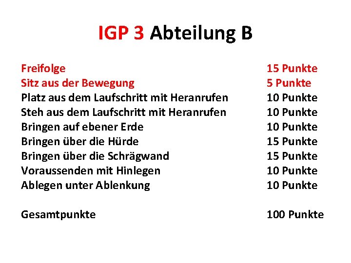 IGP 3 Abteilung B Freifolge Sitz aus der Bewegung Platz aus dem Laufschritt mit