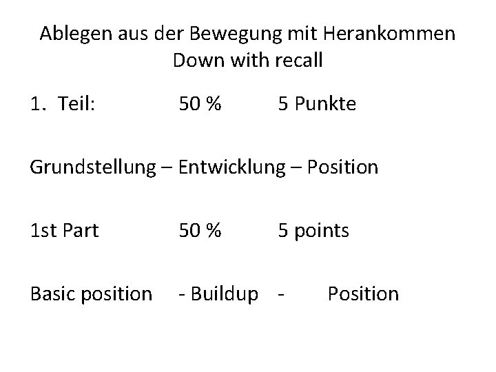 Ablegen aus der Bewegung mit Herankommen Down with recall 1. Teil: 50 % 5