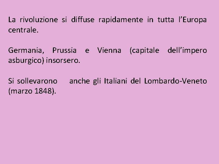 La rivoluzione si diffuse rapidamente in tutta l’Europa centrale. Germania, Prussia e Vienna (capitale