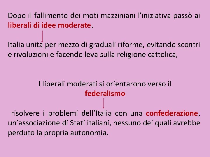 Dopo il fallimento dei moti mazziniani l’iniziativa passò ai liberali di idee moderate. Italia