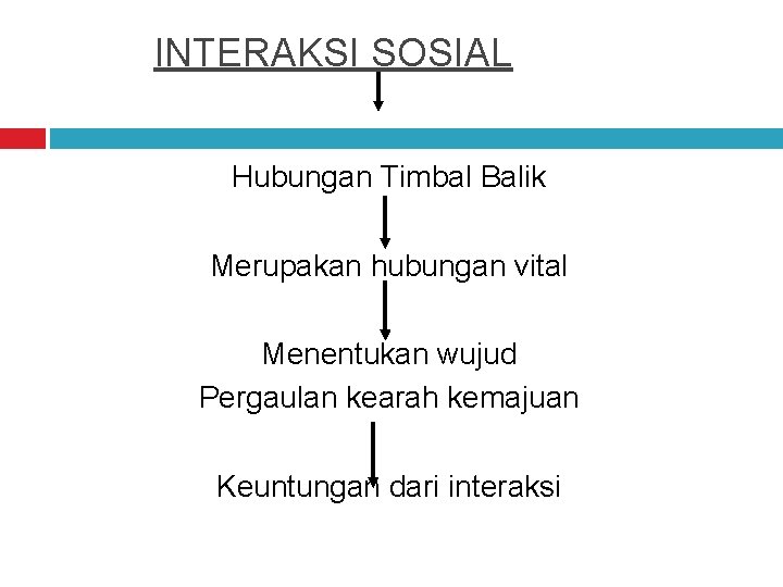 INTERAKSI SOSIAL Hubungan Timbal Balik Merupakan hubungan vital Menentukan wujud Pergaulan kearah kemajuan Keuntungan