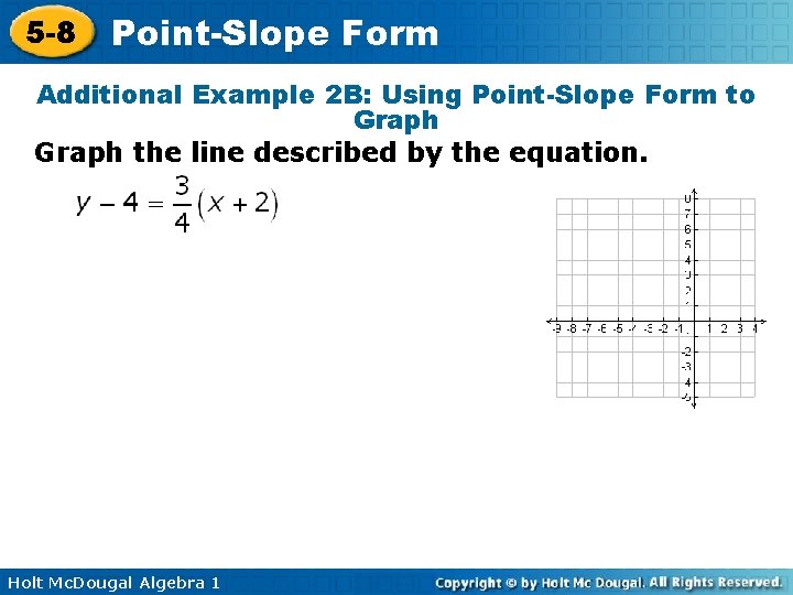 5 -8 Point-Slope Form Additional Example 2 B: Using Point-Slope Form to Graph the