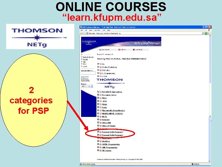 ONLINE COURSES “learn. kfupm. edu. sa” 2 categories for PSP 