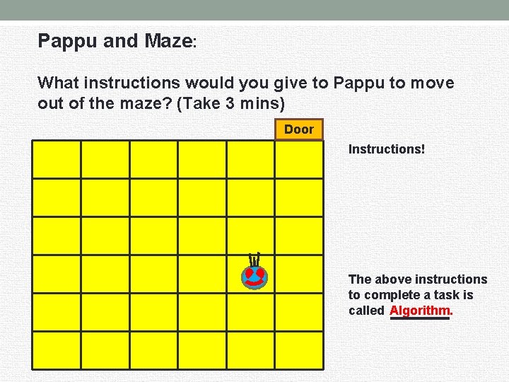 Pappu and Maze: What instructions would you give to Pappu to move out of