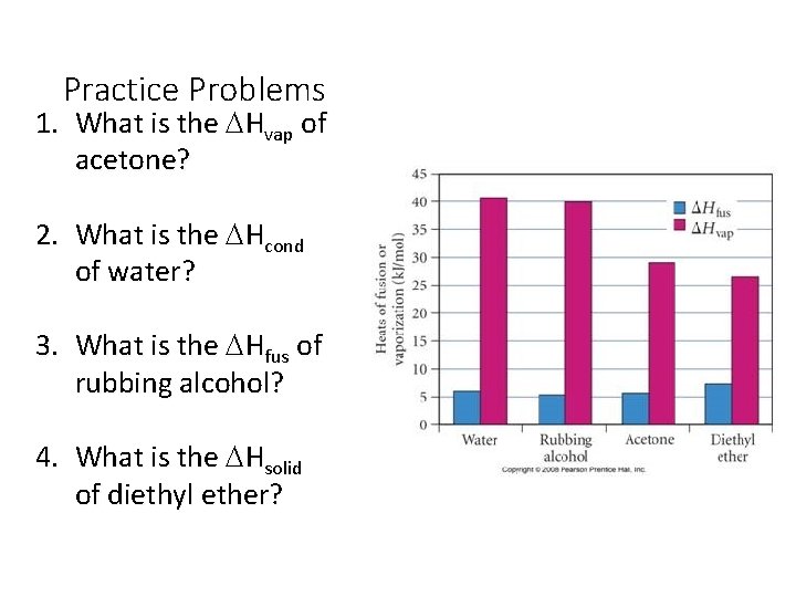 Practice Problems 1. What is the DHvap of acetone? 2. What is the DHcond