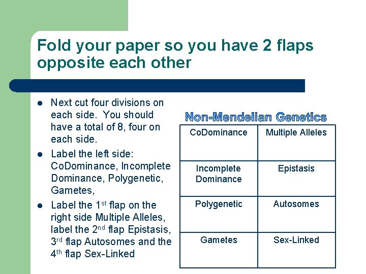 Fold your paper so you have 2 flaps opposite each other l l l