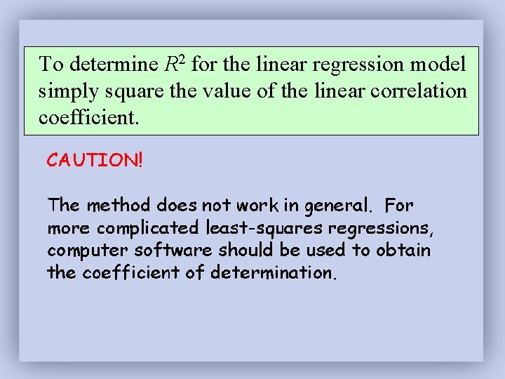 To determine R 2 for the linear regression model simply square the value of