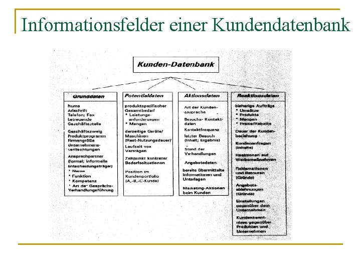 Informationsfelder einer Kundendatenbank 