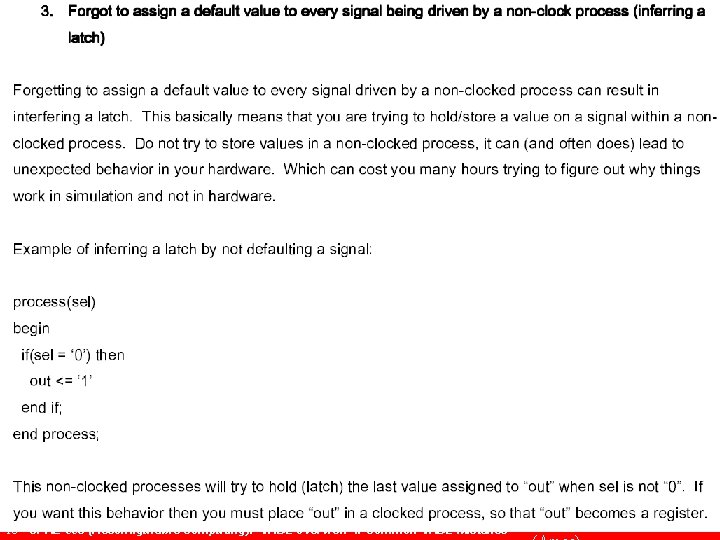 Common Mistakes in more detail 18 - CPRE 583 (Reconfigurable Computing): VHDL overview 4: