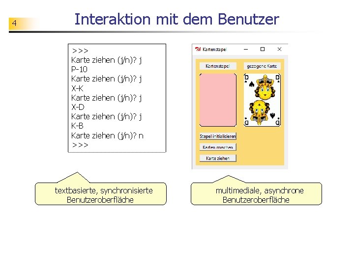 4 Interaktion mit dem Benutzer >>> Karte P-10 Karte X-K Karte X-D Karte K-B