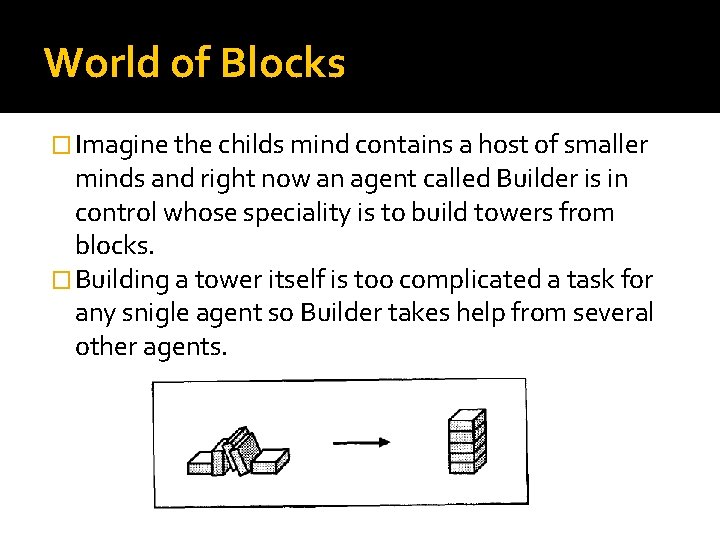 World of Blocks � Imagine the childs mind contains a host of smaller minds