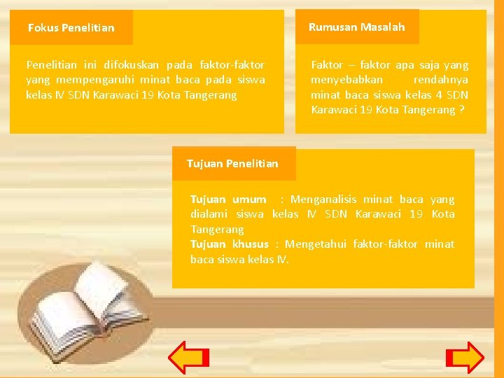 Fokus Penelitian Rumusan Masalah Penelitian ini difokuskan pada faktor-faktor yang mempengaruhi minat baca pada