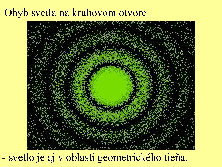 Ohyb svetla na kruhovom otvore - svetlo je aj v oblasti geometrického tieňa, 