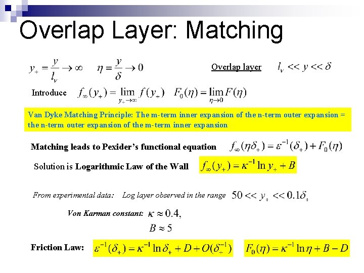 Overlap Layer: Matching Overlap layer Introduce Van Dyke Matching Principle: The m-term inner expansion