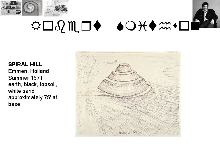 Robert SPIRAL HILL Emmen, Holland Summer 1971 earth, black, topsoil, white sand approximately 75'