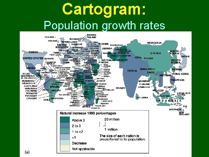 Cartogram: Population growth rates 