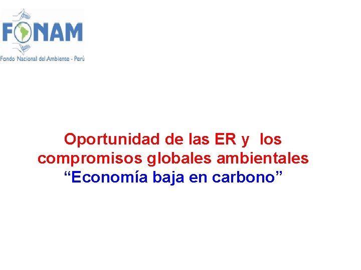 Oportunidad de las ER y los compromisos globales ambientales “Economía baja en carbono” 