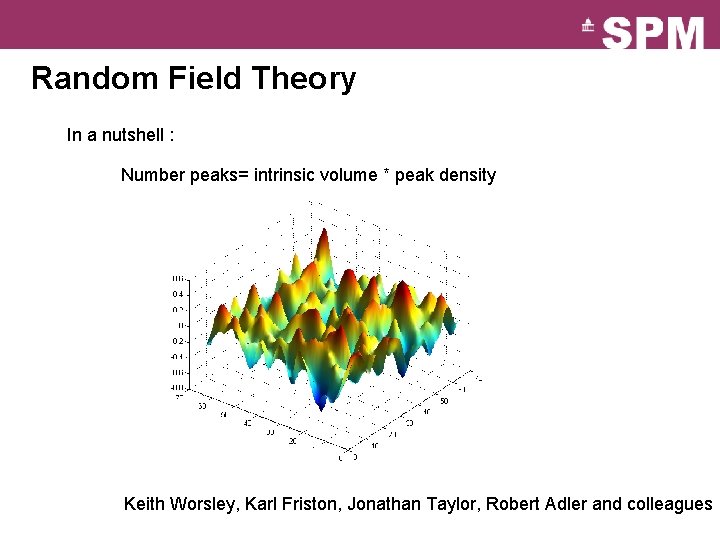 Random Field Theory In a nutshell : Number peaks= intrinsic volume * peak density