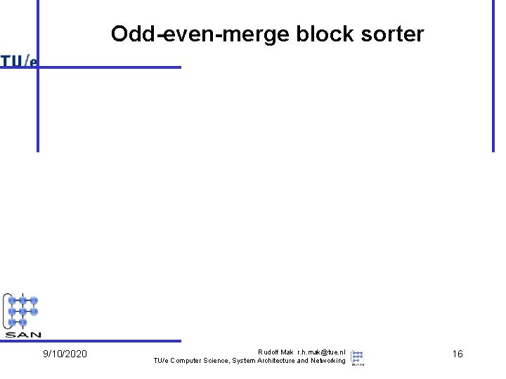 Odd-even-merge block sorter 9/10/2020 Rudolf Mak r. h. mak@tue. nl TU/e Computer Science, System