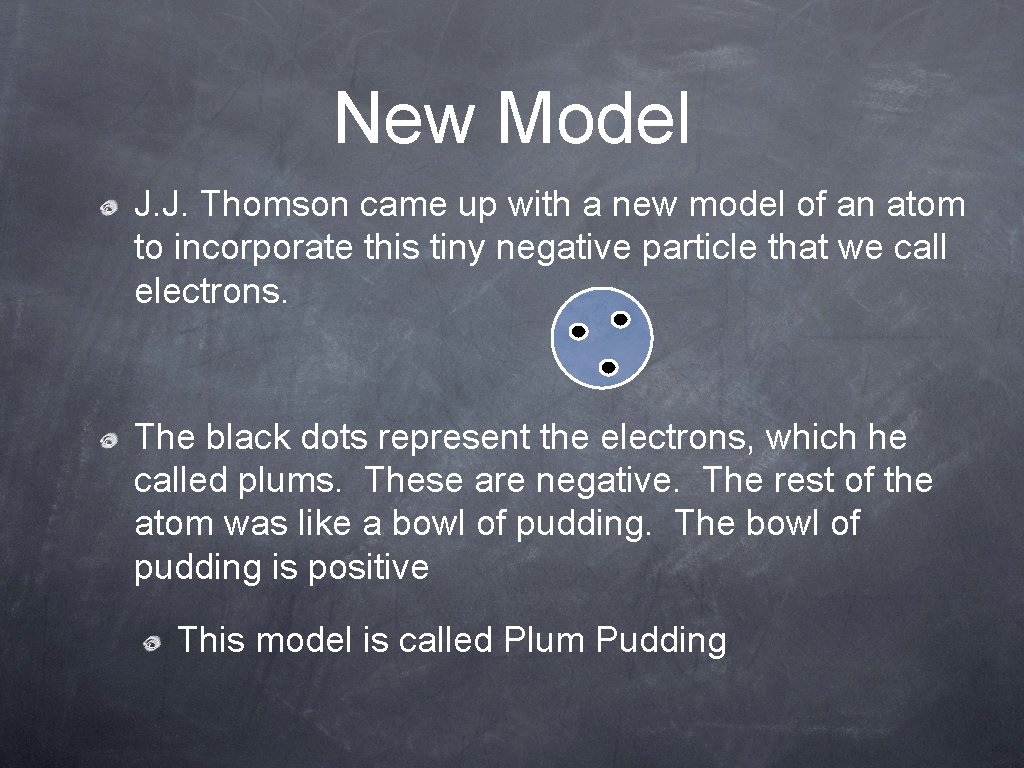 New Model J. J. Thomson came up with a new model of an atom