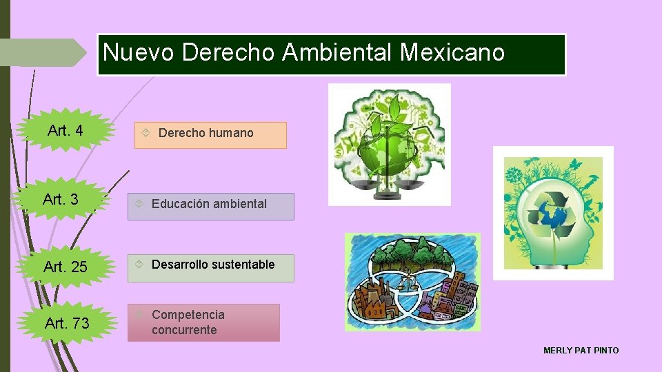 Nuevo Derecho Ambiental Mexicano Art. 4 Derecho humano Art. 3 Educación ambiental Art. 25