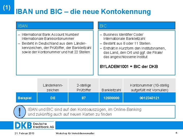 (1) IBAN und BIC – die neue Kontokennung IBAN BIC – International Bank Account
