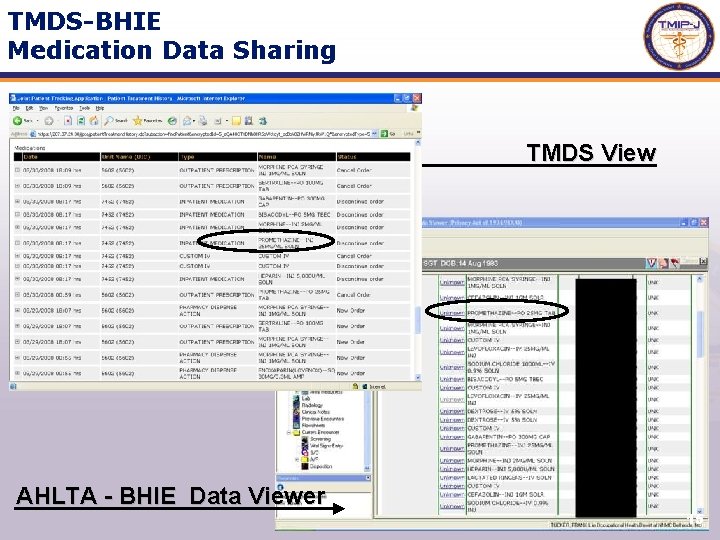 TMDS-BHIE Medication Data Sharing TMDS View AHLTA - BHIE Data Viewer 15 