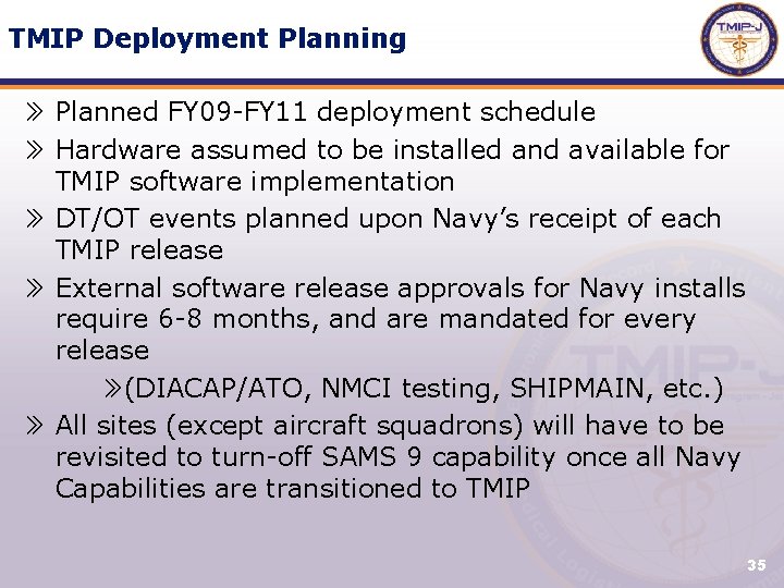 TMIP Deployment Planning » Planned FY 09 -FY 11 deployment schedule » Hardware assumed