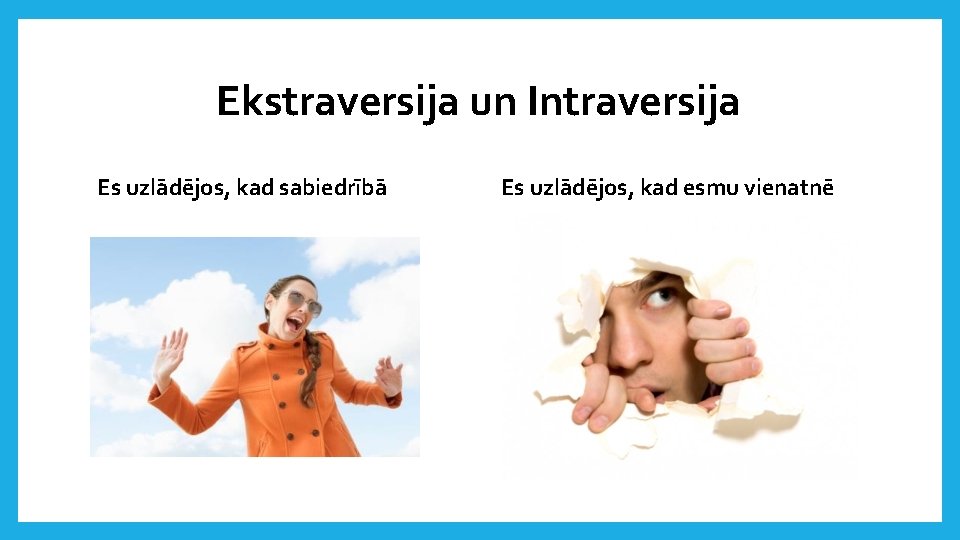 Ekstraversija un Intraversija Es uzlādējos, kad sabiedrībā Es uzlādējos, kad esmu vienatnē 