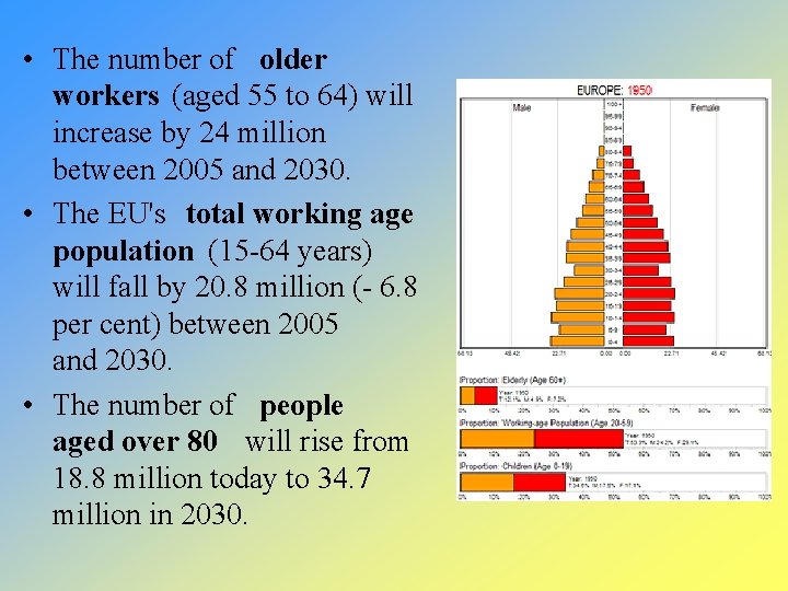  • The number of older workers (aged 55 to 64) will increase by