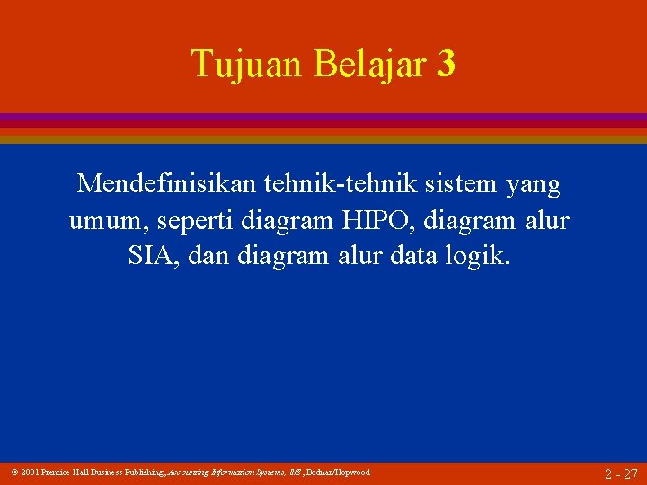 Tujuan Belajar 3 Mendefinisikan tehnik-tehnik sistem yang umum, seperti diagram HIPO, diagram alur SIA,